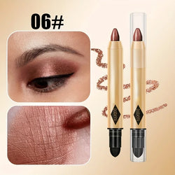 2 in 1 Pearly Eyeshadow Stick Pencil Waterproof Glitter Matte Eyeshadow Makeup High Pigmented Eyelid Under Crease Eyeshadow Pen