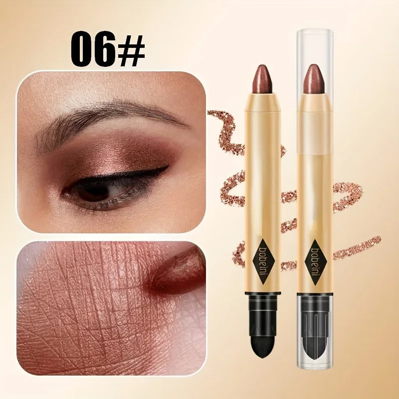 2 in 1 Pearly Eyeshadow Stick Pencil Waterproof Glitter Matte Eyeshadow Makeup High Pigmented Eyelid Under Crease Eyeshadow Pen