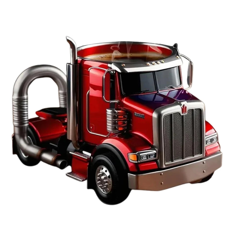 1Pc Durable Truck Coffee Mug Semi Truck Handcrafted Coffee Cup Semi-trailer Shaped 11 Ounces Semi-Truck Coffee Mugs For Men