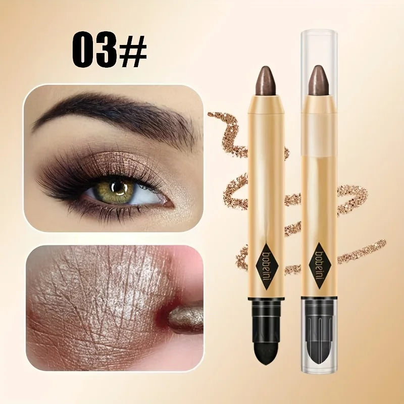 2 in 1 Pearly Eyeshadow Stick Pencil Waterproof Glitter Matte Eyeshadow Makeup High Pigmented Eyelid Under Crease Eyeshadow Pen