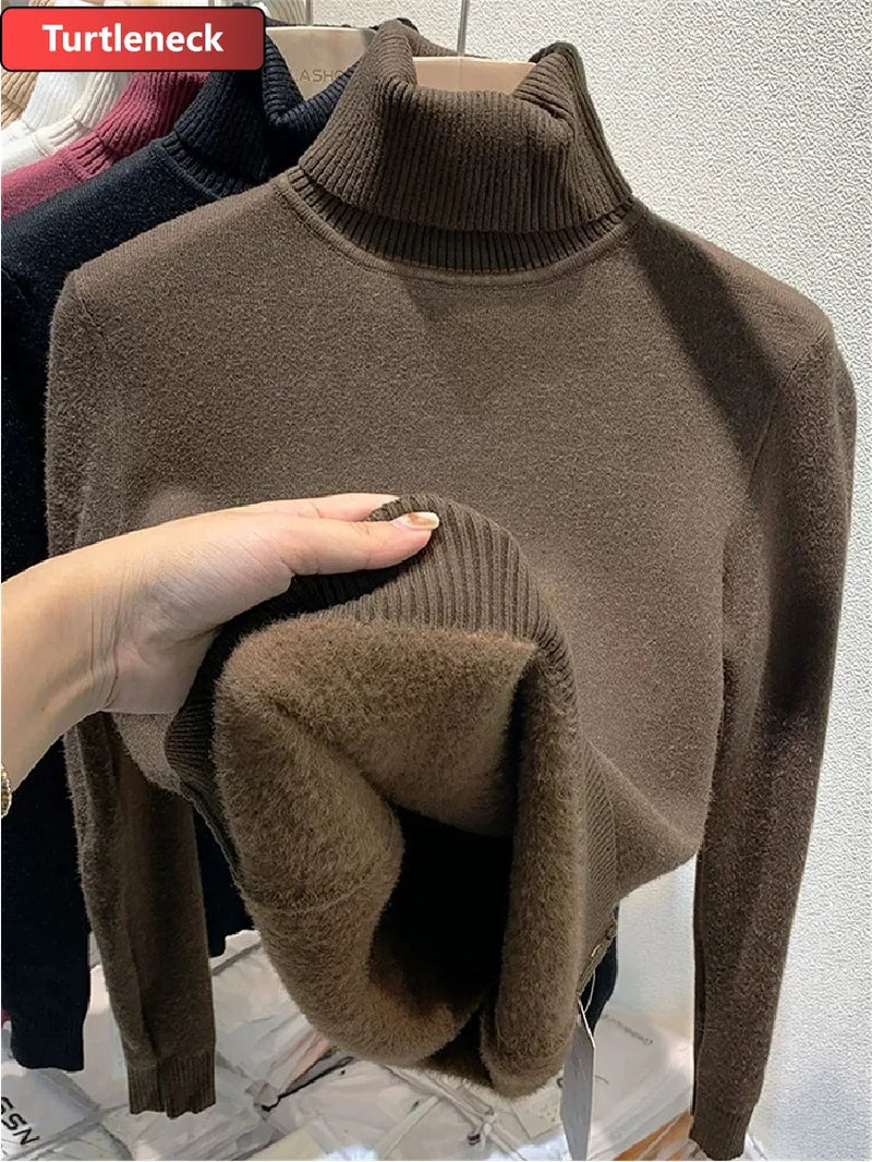 Velvet Turtleneck Sweater Women