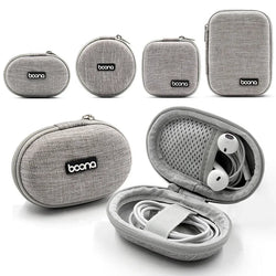 Small Oval Earphone Storage Bags Hard Shell Data Cable Organizer Bag Mini Tech Gadgets Portable Case Charger U Disk Zipper Pouch