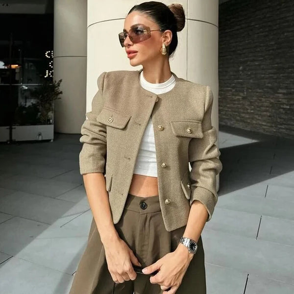 Long Sleeve Cropped Jacket For Women