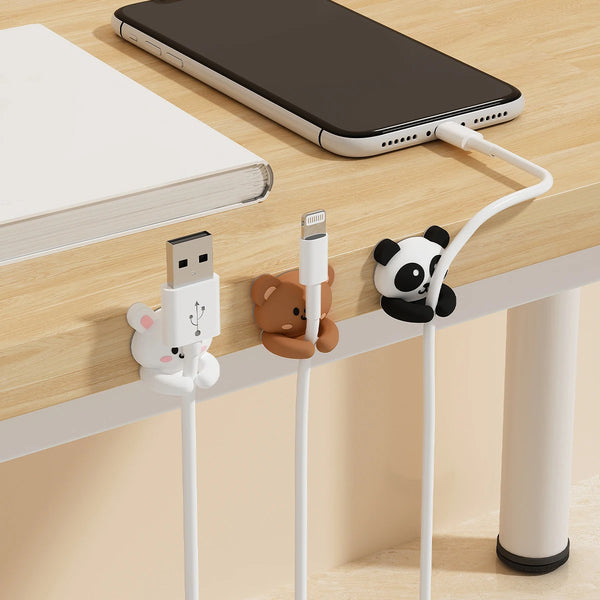 WORTHBUY Cute Desktop Cable Organizer Holder Winder Clips Desk Self-Adhesive Mobile Phone Data Cable Management Wire Cord Holder