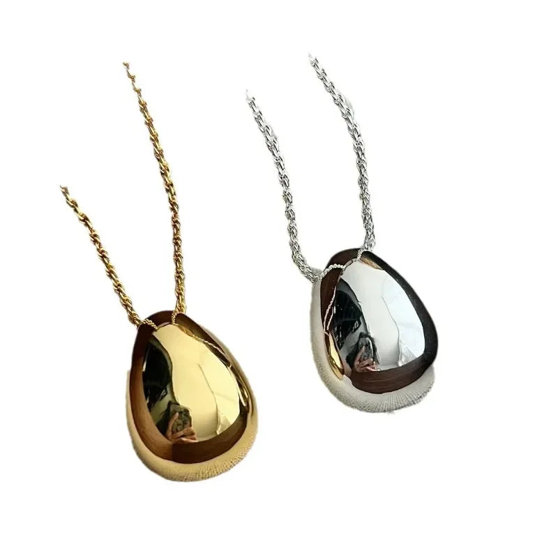 Bilandi Fashion Jewelry Simple Delicate Design Smooth Metal Teardrop Pendant Necklace For Women Female Party Gift Dropshipping