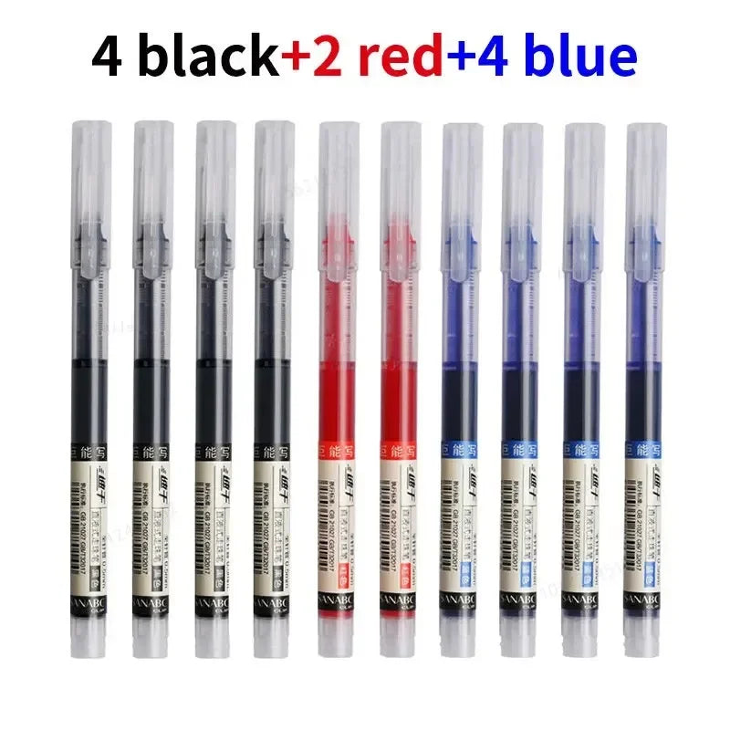 10Pcs/set High Quality Needle Type Gel Pens Straight Liquid Ballpoint Pen Kawaii Stationery School Office Supplies Writing