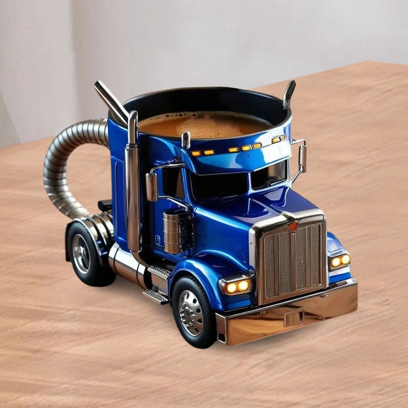 1Pc Durable Truck Coffee Mug Semi Truck Handcrafted Coffee Cup Semi-trailer Shaped 11 Ounces Semi-Truck Coffee Mugs For Men