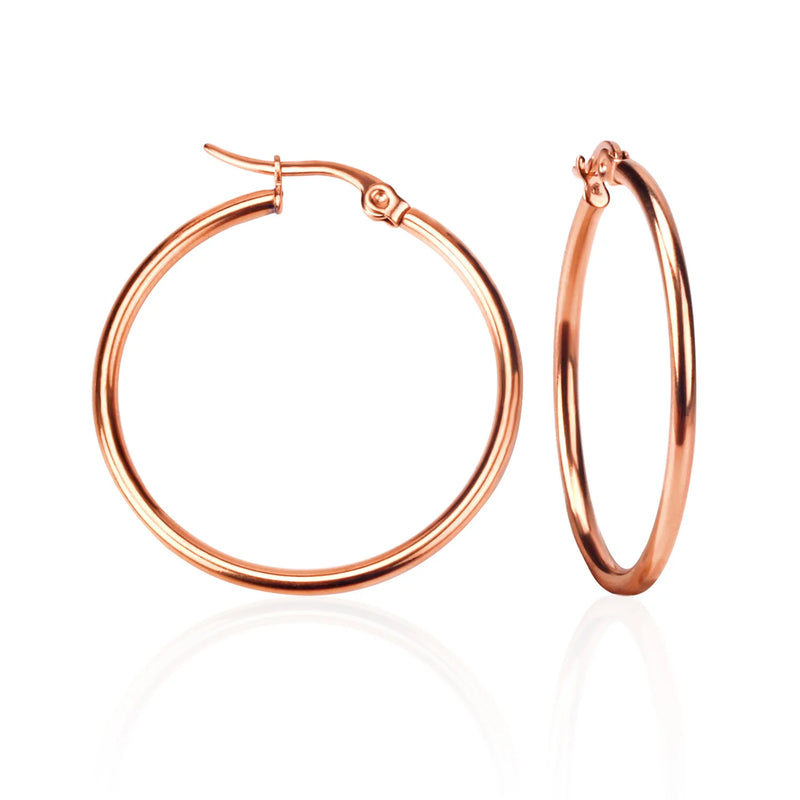 LUXUSTEEL Gold Color Stainless Steel Hoop Earrings For Women Men Big/Small Circle Round Ear Jewelry Bijoux Acier Inoxidable