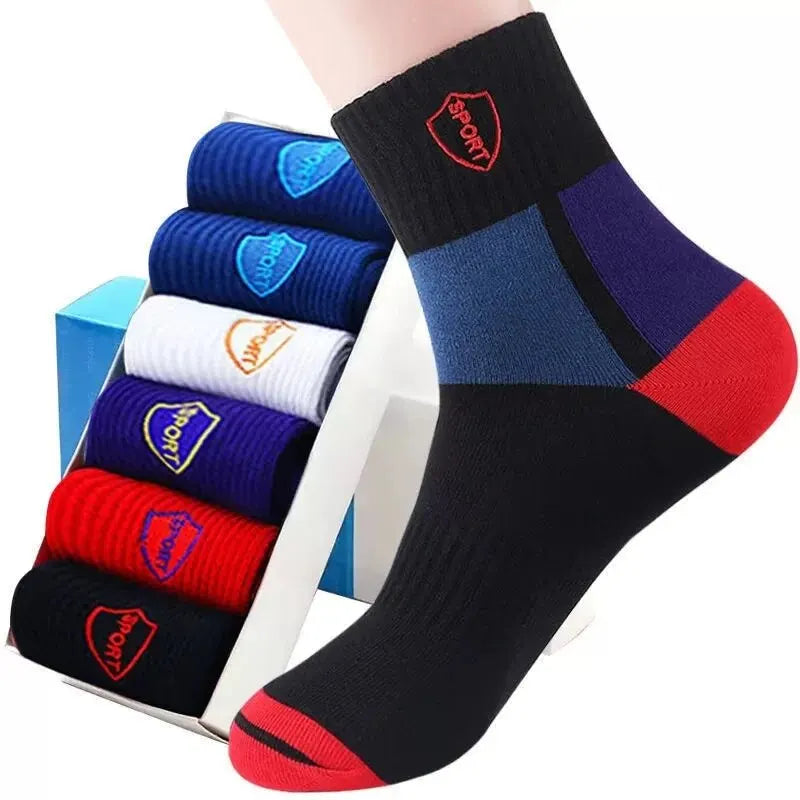 5Pairs Breathable Cotton Sports Stockings Men Bamboo Fiber Autumn and Winter Men Socks Sweat Absorption Deodorant Business Sox