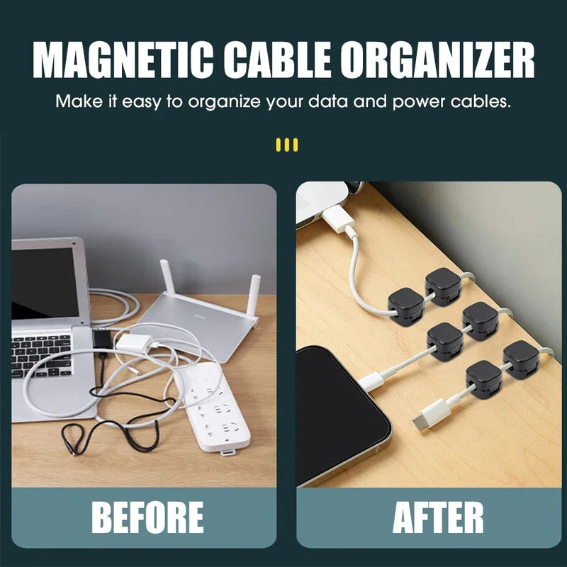 1/10Pcs Magnetic Cable Clips Cables Smooth Adjustable Cord Holder Under Desk Cable Management Wire Keeper Cable Organizer Holder