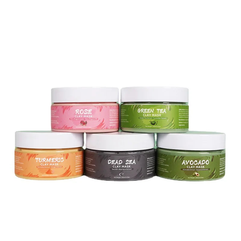 Turmeric Green Tea Rose Avocado Facial Mask Clay Mud Masks Moisturizing Removal Blackhead Whitening Face Mask Mud Skin Care