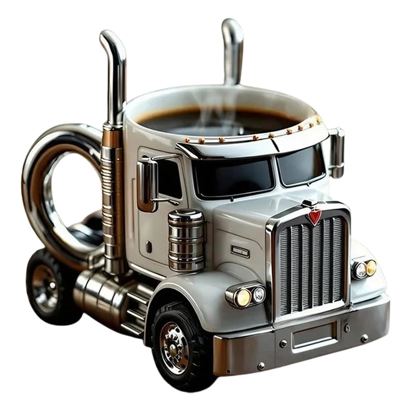 Semi-Truck Coffee Mugs Handcrafted Truck Coffee Mug Stainless Steel Creative Truck Coffee Cup Unique Semi Truck Shaped Mug Gifts