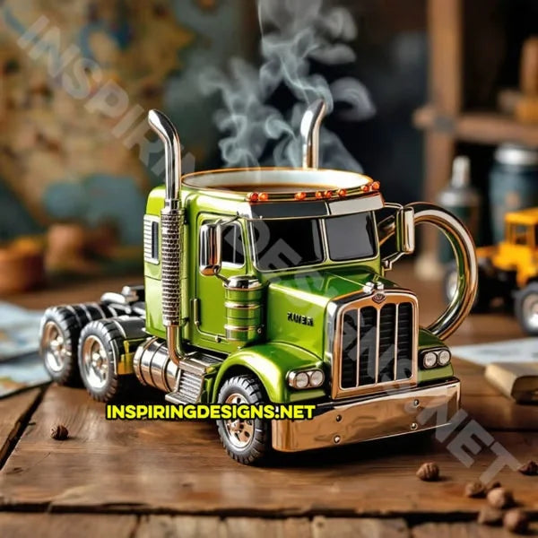 250MLCreative Truck Coffee Mug 11 OZ Semi-Trailer Cup Desktop Home Kitchen Semi-Trailer Truck Coffee Mug Ornament Collection