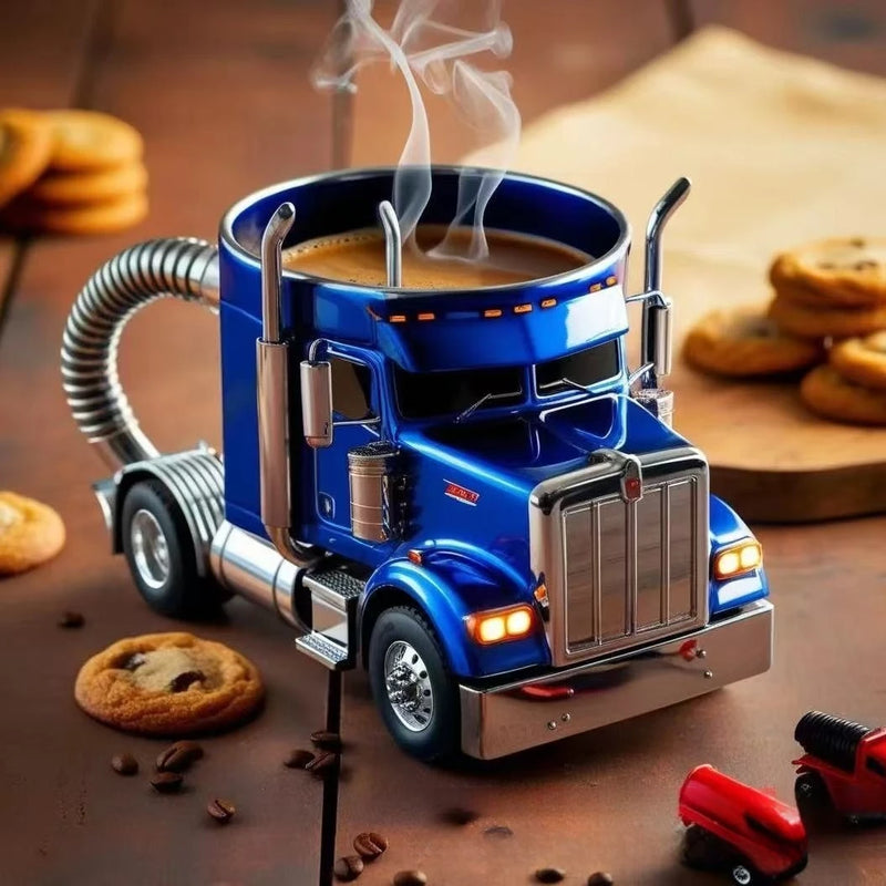 11 Ounces Semi-trailer Truck Shaped Mug Creative Desktop Home Kitchen Handcrafted Water Cups 1pcs Durable Coffee Cup Ornament