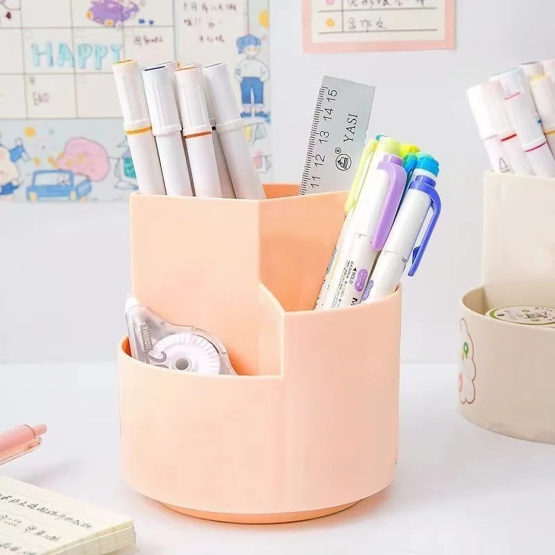 360 Rotating Large Capacity Rotating Pen Holder Desk Pencil Storage Box Organizer Makeup Brush School Office Stationery Supplies