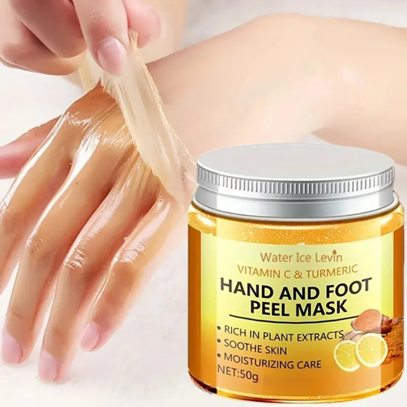 Vitamin c and turmeric hand wax mask for hands and feet, smoothing skin, gently cleansing hand mask, illuminating hand skin