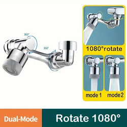 1080° Rotatable Extension Faucet Sprayer Head 2 Spray Modes Universal Bathroom Tap Extend Adapter Aerator