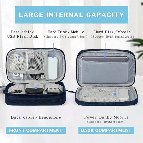 Travel Organizer Electronics Accessories Organizer Portable Waterproof Double Layers Storage for Cable Hard Disk Power Bank