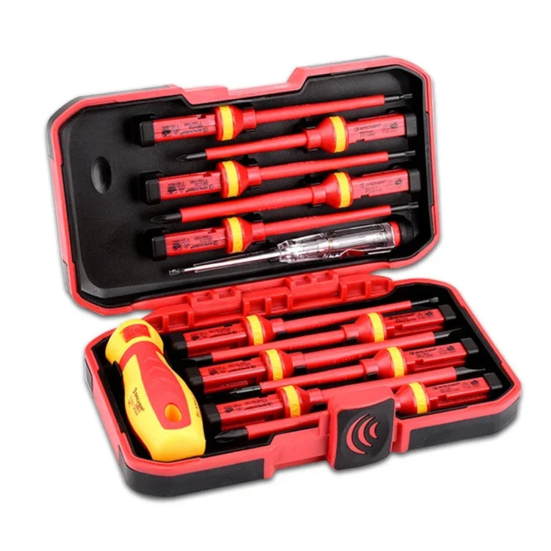 Electrician Repair Tools Kit 13pcs 1000V Changeable Insulated Screwdrivers Set with Magnetic Slotted Bits