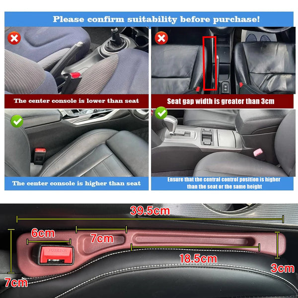 2Pcs Car Seat Gap Filler Seat Crevice Storage Box Bag Between Seats Console Organizer Decoration Interior Auto Accessories