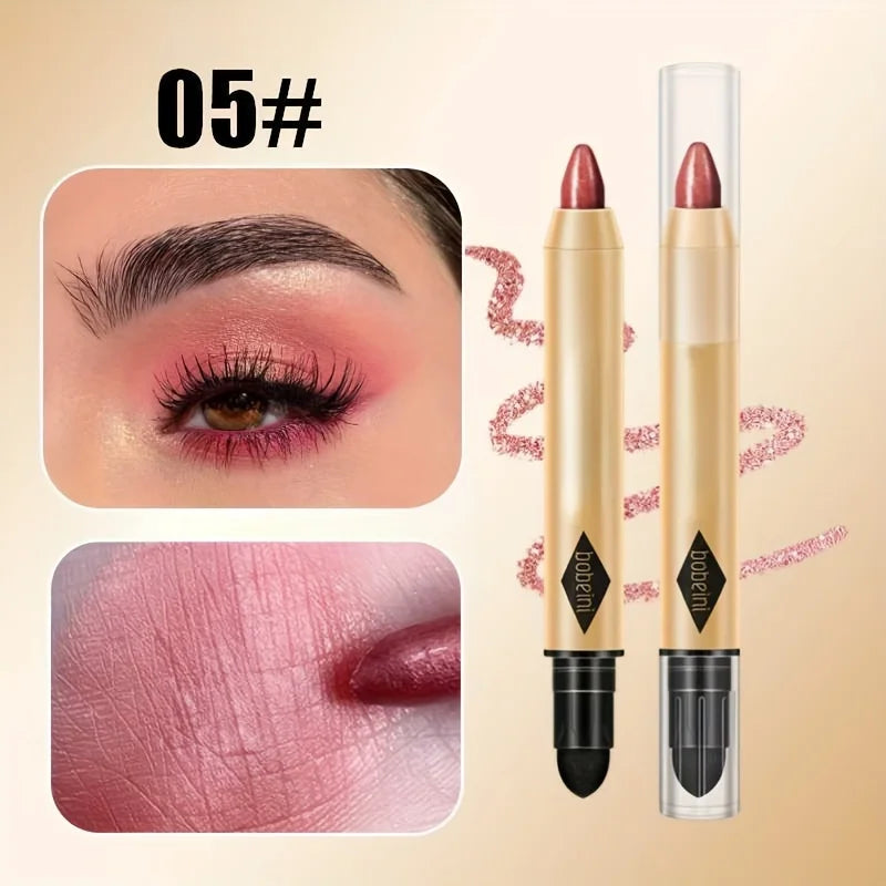 2 in 1 Pearly Eyeshadow Stick Pencil Waterproof Glitter Matte Eyeshadow Makeup High Pigmented Eyelid Under Crease Eyeshadow Pen