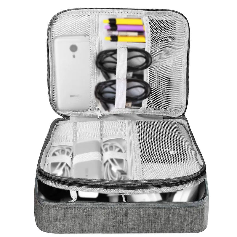 Travel Electronics Organizer Travel Cord Organizer Case Tech Storage Bag Extra Large 3Layers Universal Carry Cable Bag for Phone