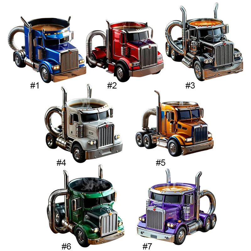 Semi-Truck Coffee Mugs Handcrafted Truck Coffee Mug Stainless Steel Creative Truck Coffee Cup Unique Semi Truck Shaped Mug Gifts