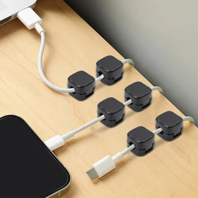 1/10Pcs Magnetic Cable Clips Cables Smooth Adjustable Cord Holder Under Desk Cable Management Wire Keeper Cable Organizer Holder