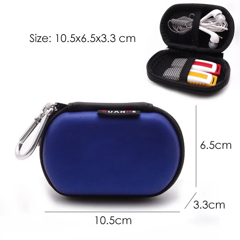 Small Oval Earphone Storage Bags Hard Shell Data Cable Organizer Bag Mini Tech Gadgets Portable Case Charger U Disk Zipper Pouch