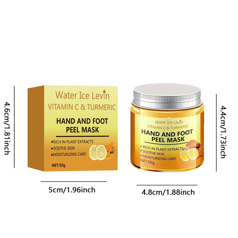 Vitamin c and turmeric hand wax mask for hands and feet, smoothing skin, gently cleansing hand mask, illuminating hand skin