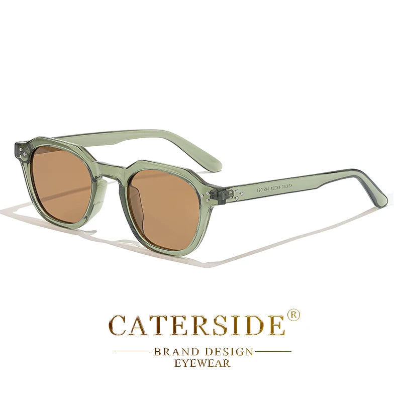 CATERSIDE Retro Polarized Sunglasses Men Ultralight TR90 Frame Polygon Women Sun Glasses Outdoor High Quality Travel  Eyewear