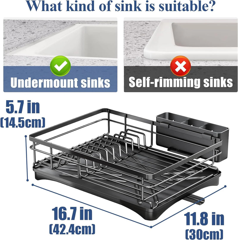 Dish Drying Rack for Kitchen Counter Large Dish Rack with Drainboard Rustproof Dish Drainer with Utensil Holder for Sink