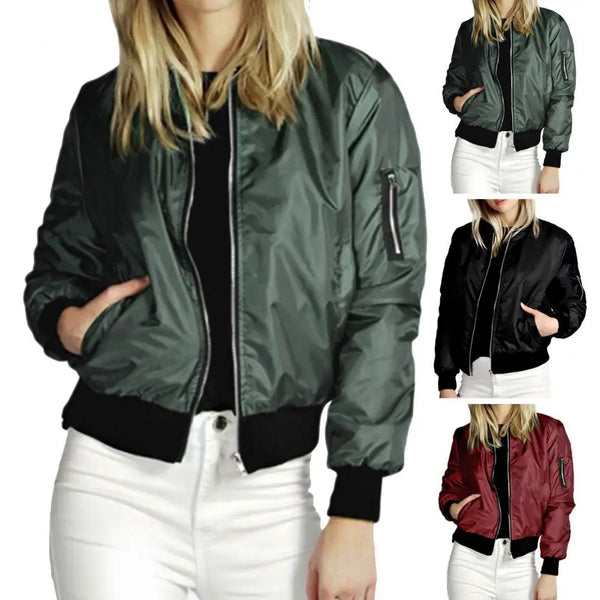 Women's Solid Zipper Jackets