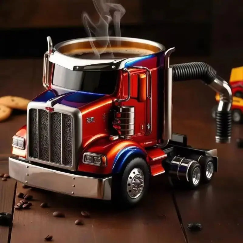 250MLCreative Truck Coffee Mug 11 OZ Semi-Trailer Cup Desktop Home Kitchen Semi-Trailer Truck Coffee Mug Ornament Collection