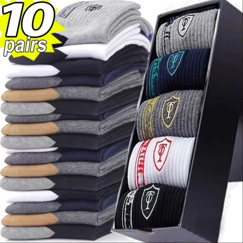 5Pairs Breathable Cotton Sports Stockings Men Bamboo Fiber Autumn and Winter Men Socks Sweat Absorption Deodorant Business Sox