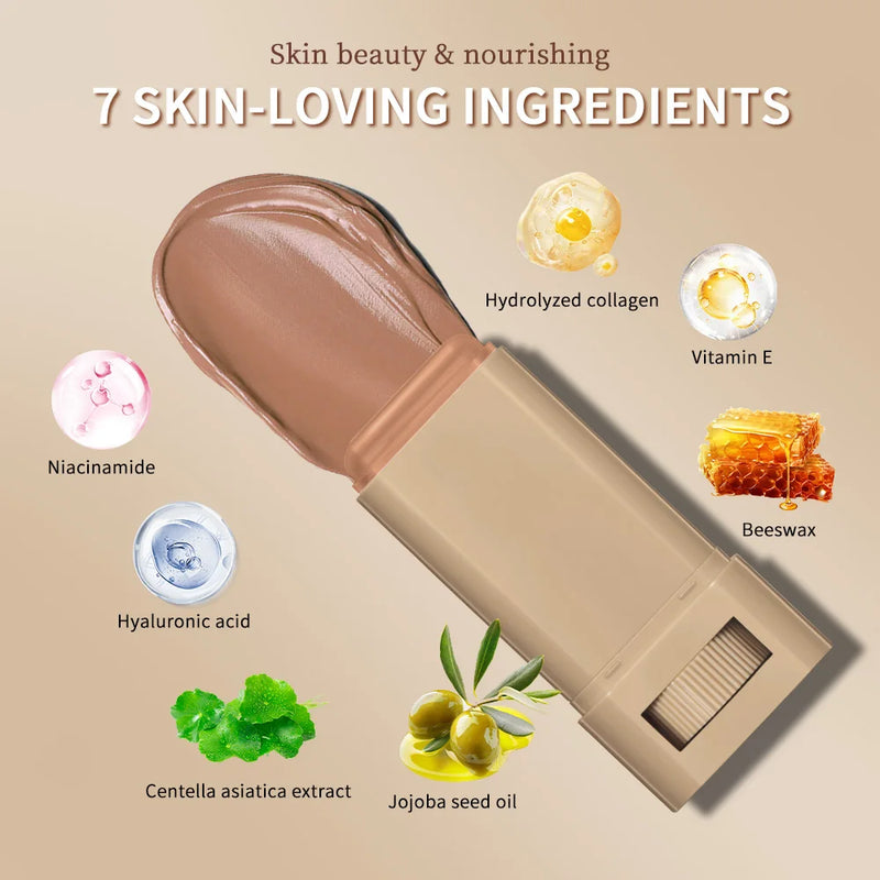 Stick Foundation Balm Serum Boosted Skin Tint Foundation Stick Smooth Plumper Hight Coverage Travel Bronze Foundation Stick Make