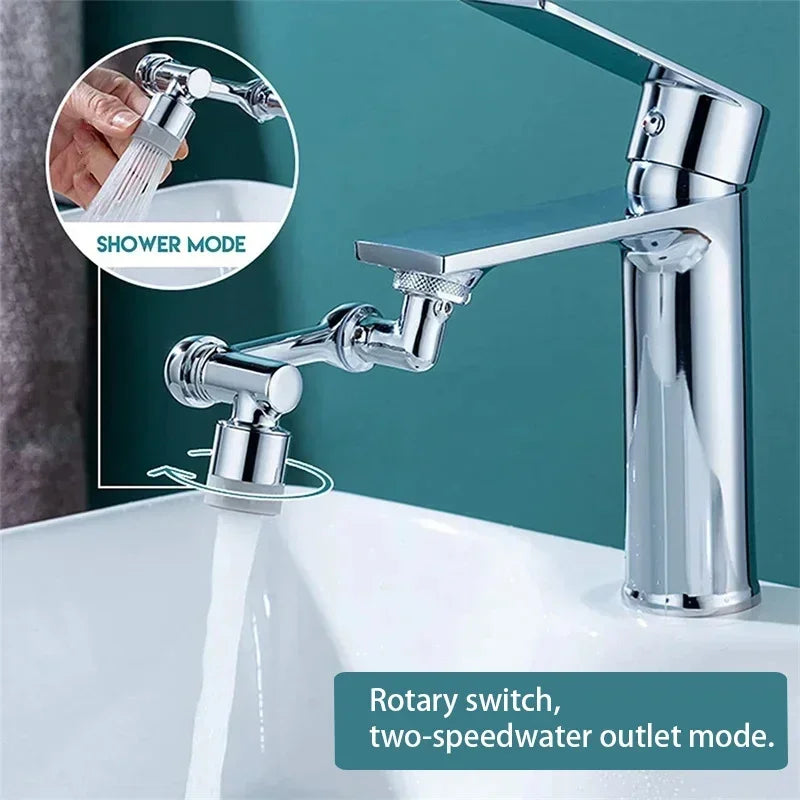 1080° Rotatable Extension Faucet Sprayer Head 2 Spray Modes Universal Bathroom Tap Extend Adapter Aerator