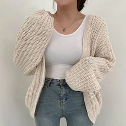 Harajuku Lantern Sleeve Women Cardigan Sweater