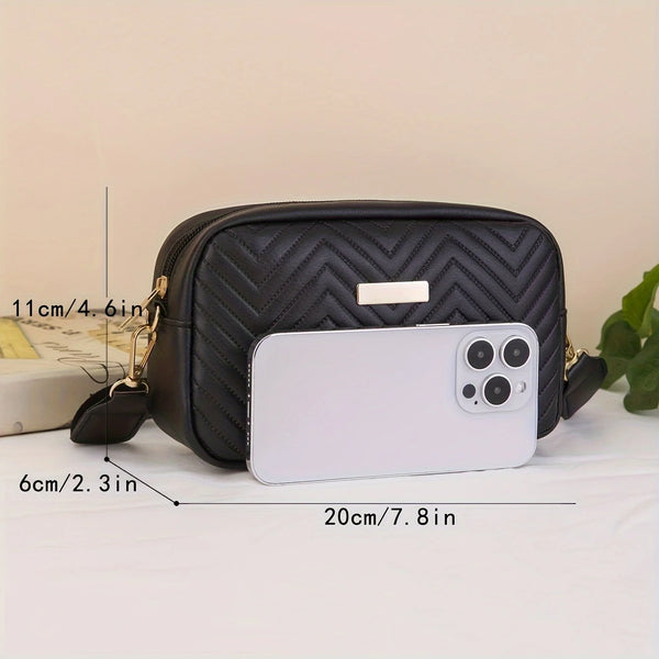 Minimalist Mini Fashionable Quilted Crossbody Bag Wallet, Trendy PU Shoulder Bag, WOMEN'S Casual Handbag and Mobile Phone Wallet