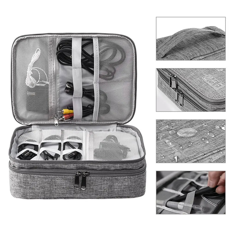 Travel Electronics Organizer Travel Cord Organizer Case Tech Storage Bag Extra Large 3Layers Universal Carry Cable Bag for Phone