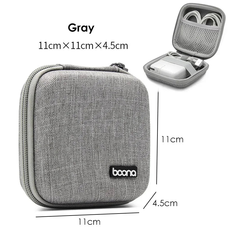 Small Oval Earphone Storage Bags Hard Shell Data Cable Organizer Bag Mini Tech Gadgets Portable Case Charger U Disk Zipper Pouch