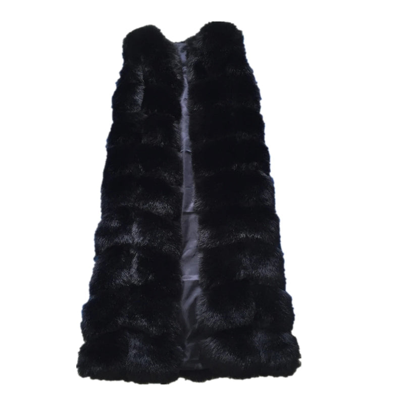 Winter Super Long Faux Fur Vest for Women Fluffy Fake Fur Coat Jacket