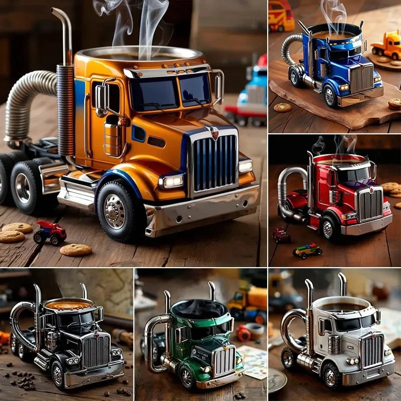 250MLCreative Truck Coffee Mug 11 OZ Semi-Trailer Cup Desktop Home Kitchen Semi-Trailer Truck Coffee Mug Ornament Collection