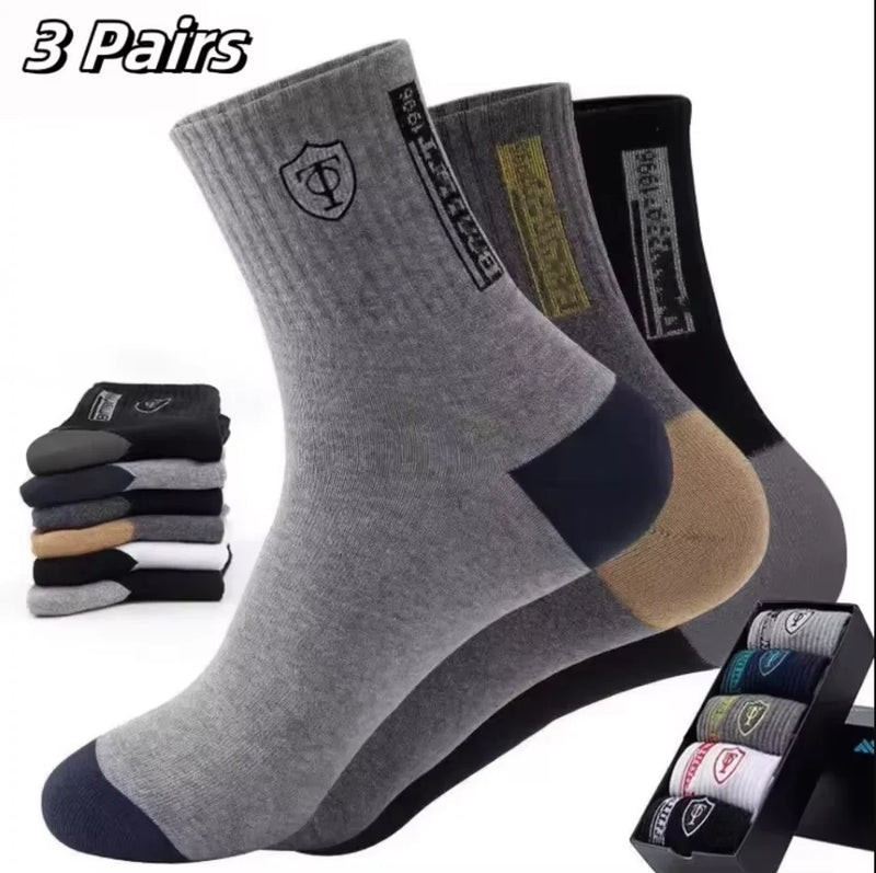 5Pairs Breathable Cotton Sports Stockings Men Bamboo Fiber Autumn and Winter Men Socks Sweat Absorption Deodorant Business Sox