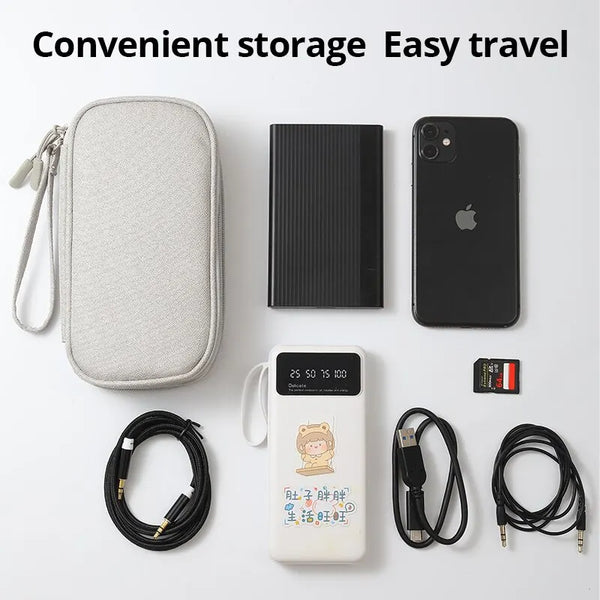 1pc Pink/Grey/Black/Navy Travel Portable Digital Product Storage Bag USB Data Cable Organizer Headset Charging Treasure Box Bag