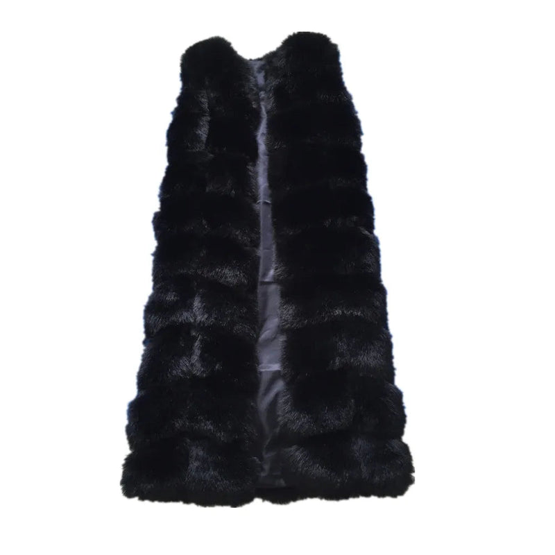 Winter Super Long Faux Fur Vest for Women Fluffy Fake Fur Coat Jacket