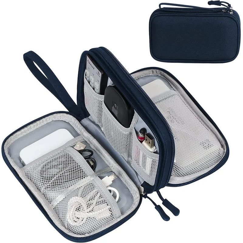 Travel Organizer Electronics Accessories Organizer Portable Waterproof Double Layers Storage for Cable Hard Disk Power Bank