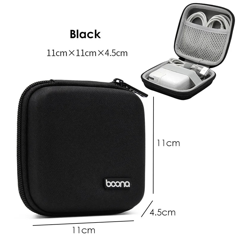 Small Oval Earphone Storage Bags Hard Shell Data Cable Organizer Bag Mini Tech Gadgets Portable Case Charger U Disk Zipper Pouch