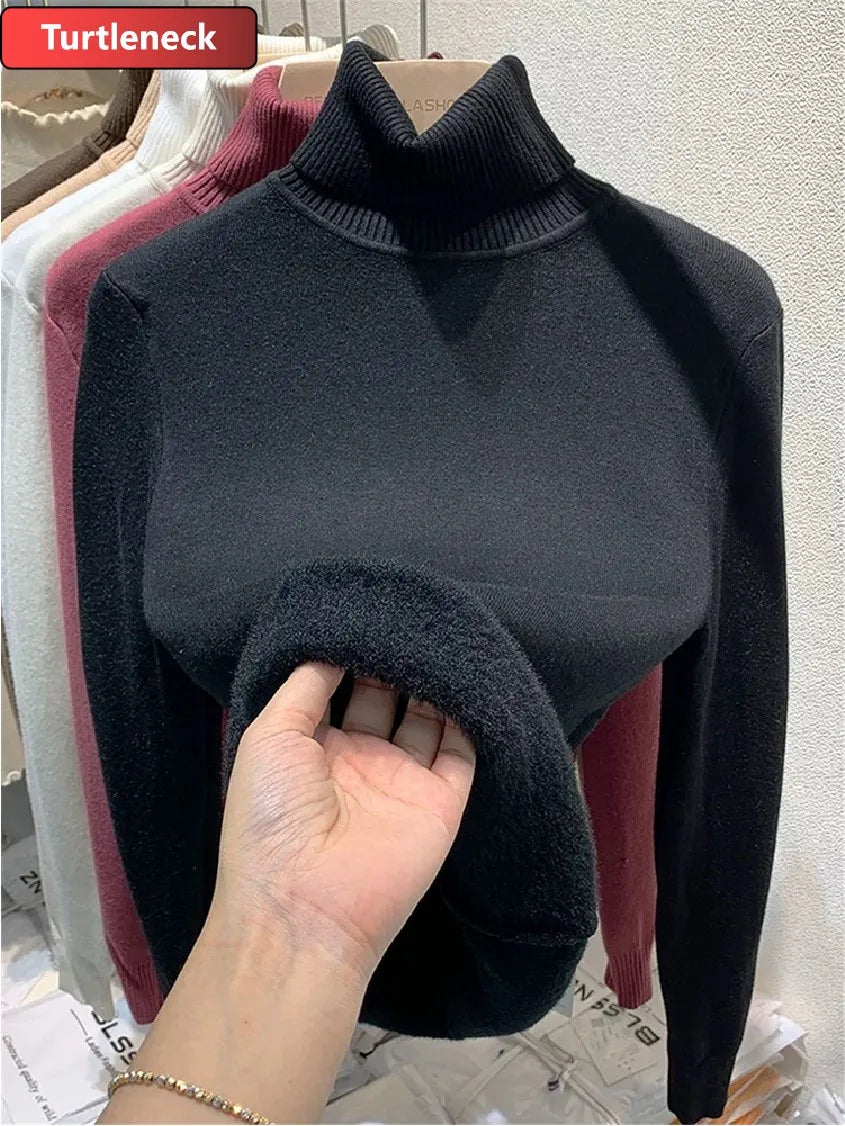 Velvet Turtleneck Sweater Women