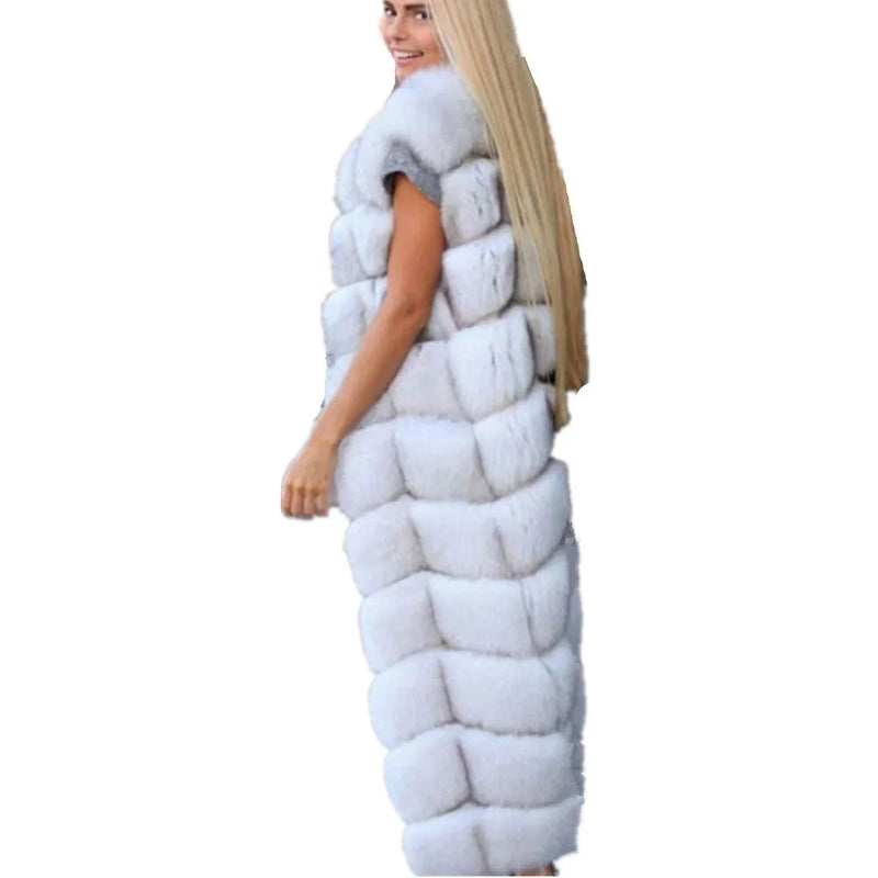 Winter Super Long Faux Fur Vest for Women Fluffy Fake Fur Coat Jacket